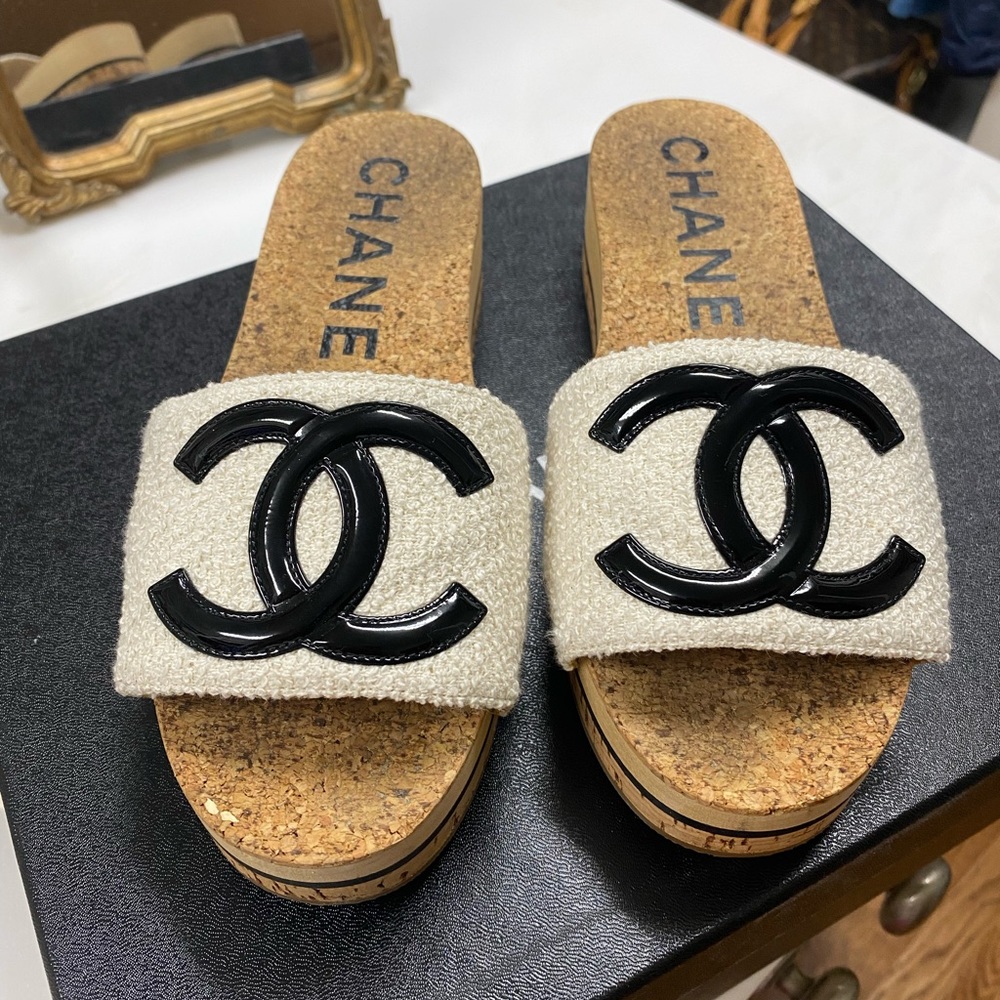 Chanel Cork Platform Shoes